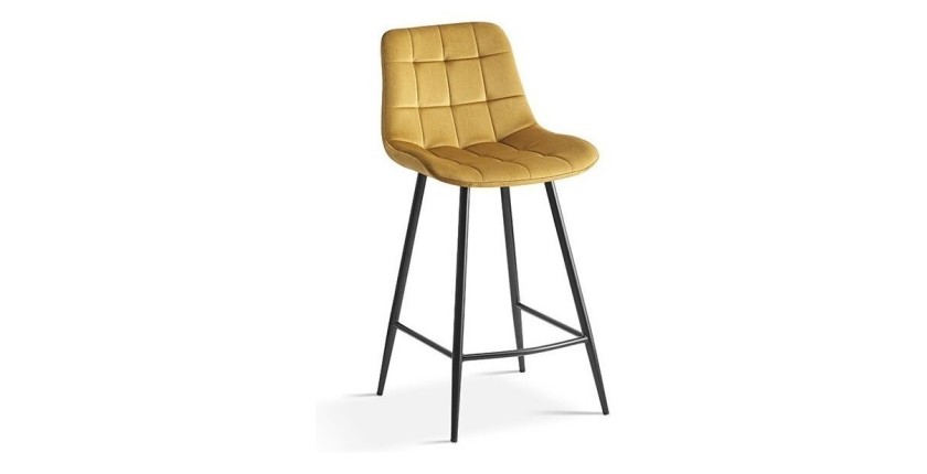 Chaise de comptoir 'Jute' Velours Or, dimensions : H95 x L46 x P36 cm