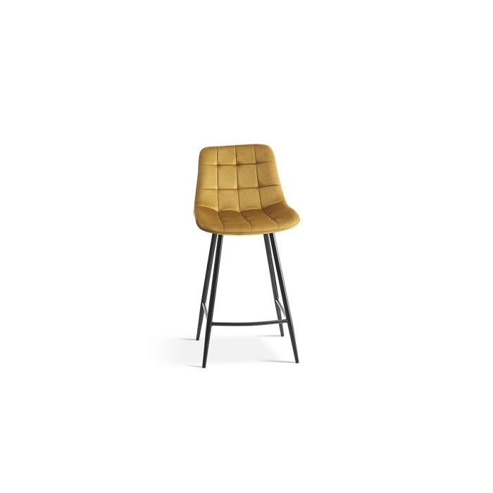Chaise de comptoir 'Jute' Velours Or, dimensions : H95 x L46 x P36 cm