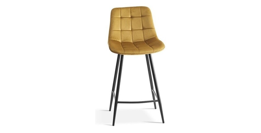 Chaise de comptoir 'Jute' Velours Or, dimensions : H95 x L46 x P36 cm