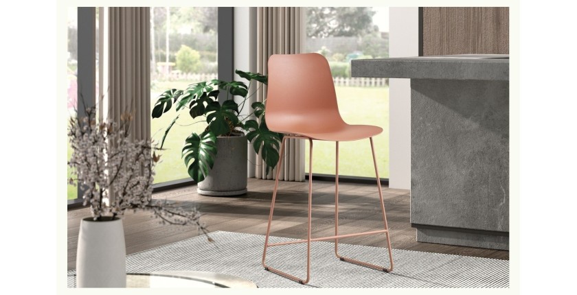 Chaise de comptoir 'Mario' PP Terracotta, dimensions : H100.5 x L51 x P44cm