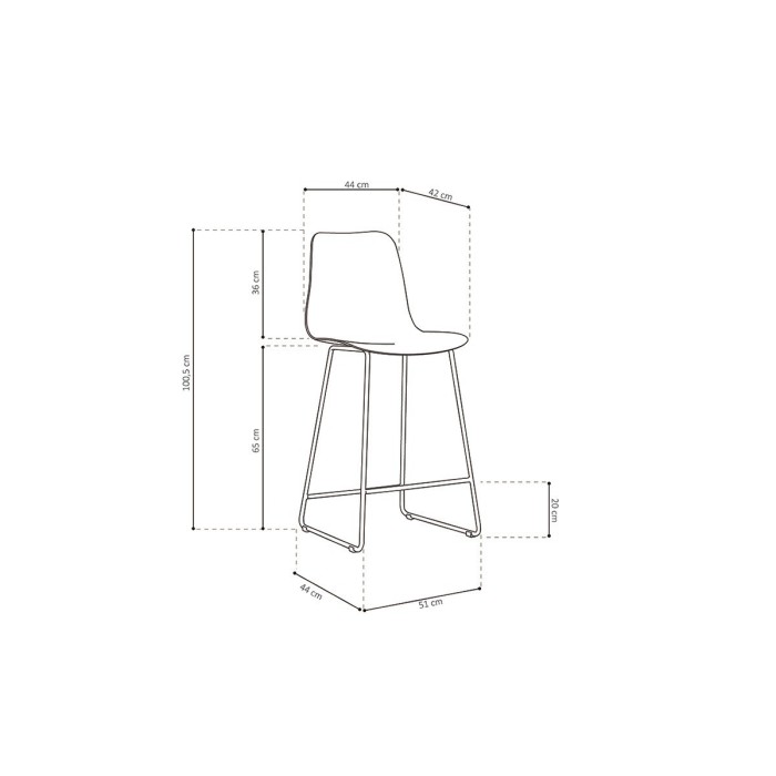Chaise de comptoir 'Mario' PP Blanc, dimensions : H100.5 x L51 x P44cm