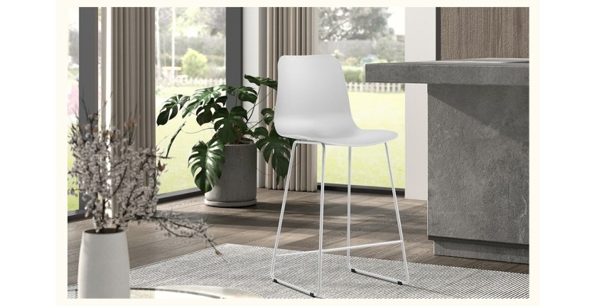 Chaise de comptoir 'Mario' PP Blanc, dimensions : H100.5 x L51 x P44cm