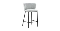 Chaise de comptoir 'Arthus' Tissu Gris clair, dimensions : H88.5 x L53 x P50.5 cm