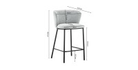 Chaise de comptoir 'Arthus' Tissu Gris clair, dimensions : H88.5 x L53 x P50.5 cm