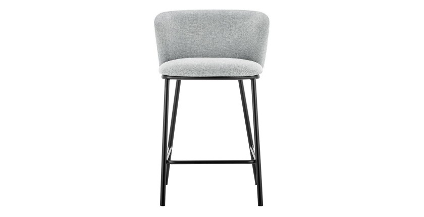 Chaise de comptoir 'Arthus' Tissu Gris clair, dimensions : H88.5 x L53 x P50.5 cm