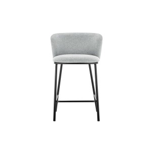 Chaise de comptoir 'Arthus' Tissu Gris clair, dimensions : H88.5 x L53 x P50.5 cm