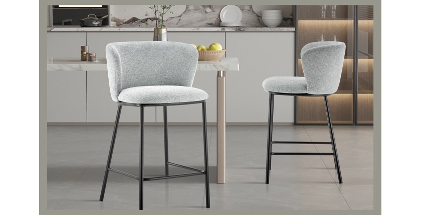 Chaise de comptoir 'Arthus' Tissu Gris clair, dimensions : H88.5 x L53 x P50.5 cm