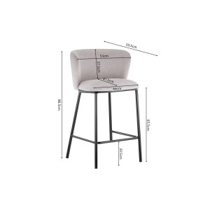 Chaise de comptoir 'Arthus' Tissu Beige, dimensions : H88.5 x L53 x P50.5 cm