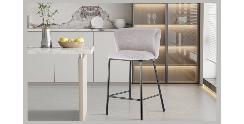 Chaise de comptoir 'Arthus' Tissu Beige, dimensions : H88.5 x L53 x P50.5 cm