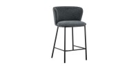Chaise de comptoir 'Arthus' Tissu Gris foncé, dimensions : H88.5 x L53 x P50.5 cm