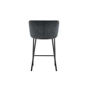 Chaise de comptoir 'Arthus' Tissu Gris foncé, dimensions : H88.5 x L53 x P50.5 cm