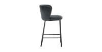 Chaise de comptoir 'Arthus' Tissu Gris foncé, dimensions : H88.5 x L53 x P50.5 cm