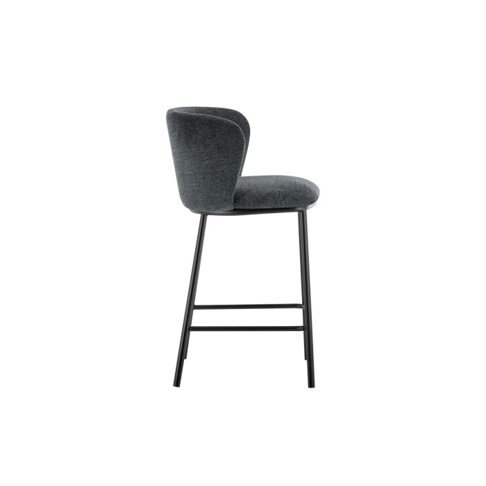 Chaise de comptoir 'Arthus' Tissu Gris foncé, dimensions : H88.5 x L53 x P50.5 cm
