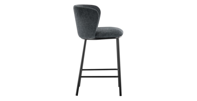 Chaise de comptoir 'Arthus' Tissu Gris foncé, dimensions : H88.5 x L53 x P50.5 cm