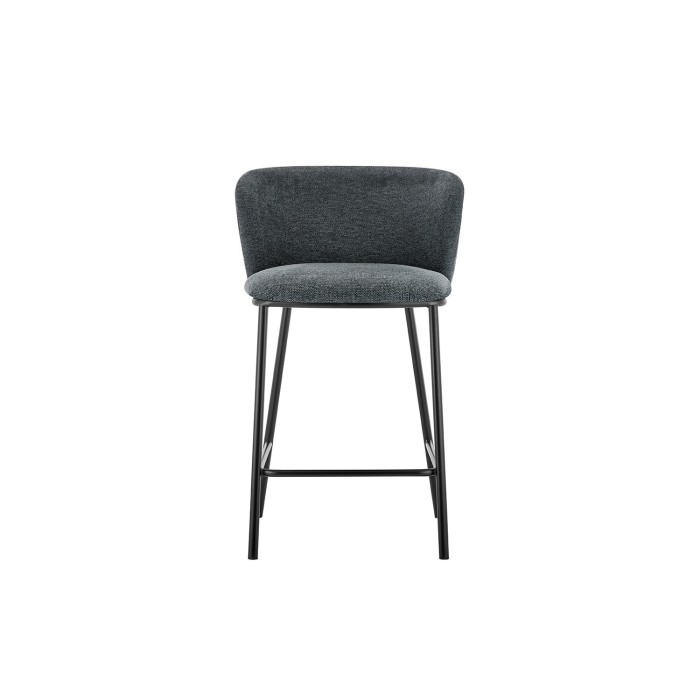 Chaise de comptoir 'Arthus' Tissu Gris foncé, dimensions : H88.5 x L53 x P50.5 cm