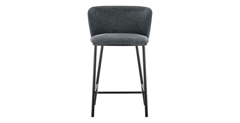 Chaise de comptoir 'Arthus' Tissu Gris foncé, dimensions : H88.5 x L53 x P50.5 cm