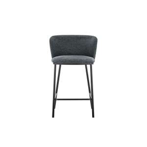 Chaise de comptoir 'Arthus' Tissu Gris foncé, dimensions : H88.5 x L53 x P50.5 cm
