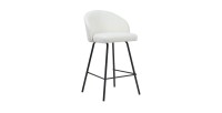 Chaise de comptoir 'Juni' Bouclé Blanc, dimensions : H87 x L52 x P51 cm