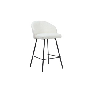 Chaise de comptoir 'Juni' Bouclé Blanc, dimensions : H87 x L52 x P51 cm