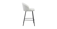Chaise de comptoir 'Juni' Bouclé Blanc, dimensions : H87 x L52 x P51 cm