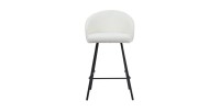 Chaise de comptoir 'Juni' Bouclé Blanc, dimensions : H87 x L52 x P51 cm