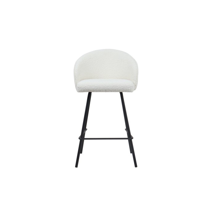 Chaise de comptoir 'Juni' Bouclé Blanc, dimensions : H87 x L52 x P51 cm