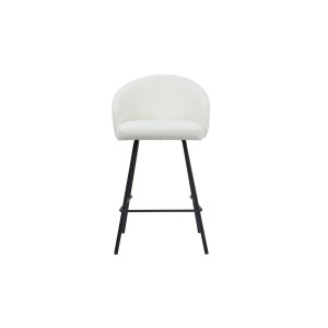 Chaise de comptoir 'Juni' Bouclé Blanc, dimensions : H87 x L52 x P51 cm