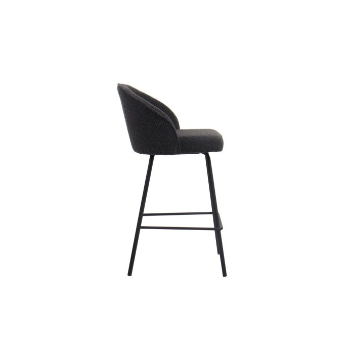 Chaise de comptoir 'Juni' Bouclé Gris, dimensions : H87 x L52 x P51 cm