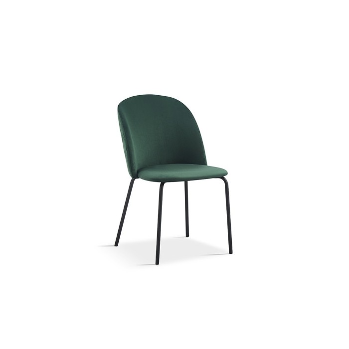 Chaise 'Leni' Velours Vert Pieds Noir
