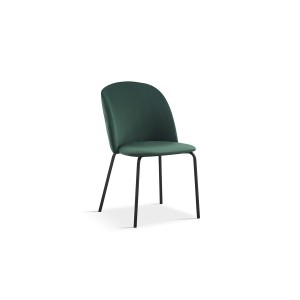 Chaise 'Leni' Velours Vert Pieds Noir