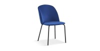 Chaise 'Leni' Velours Bleu foncé Pieds Noir