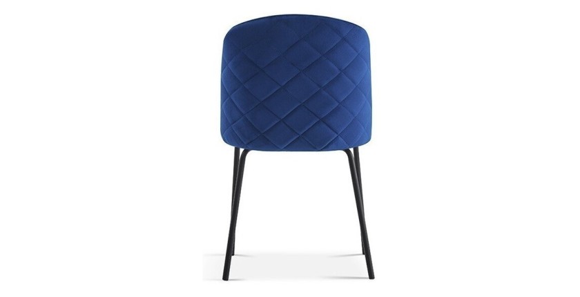 Chaise 'Leni' Velours Bleu foncé Pieds Noir