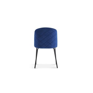 Chaise 'Leni' Velours Bleu foncé Pieds Noir