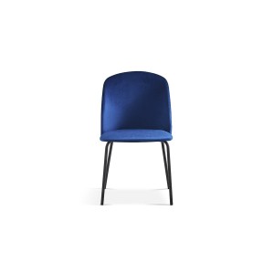 Chaise 'Leni' Velours Bleu foncé Pieds Noir