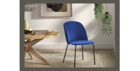 Chaise 'Leni' Velours Bleu foncé Pieds Noir