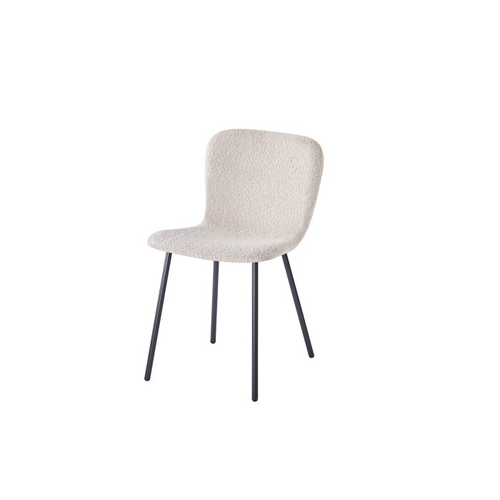 Chaise revêtement bouclé pour salle à manger coloris sable. Collection ALCAN
