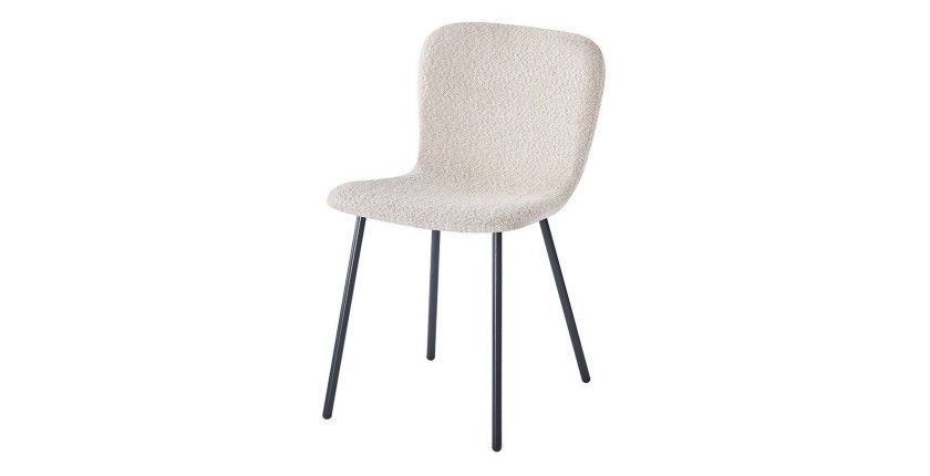 Chaise revêtement bouclé pour salle à manger coloris sable. Collection ALCAN