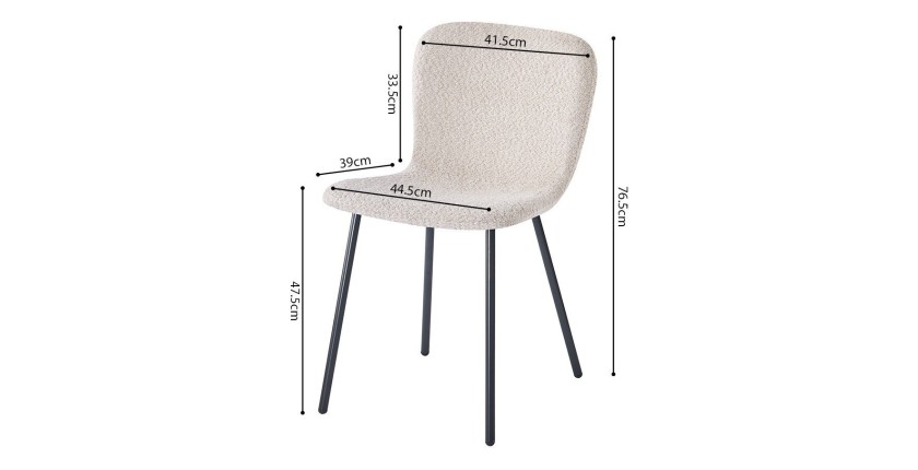 Chaise revêtement bouclé pour salle à manger coloris sable. Collection ALCAN
