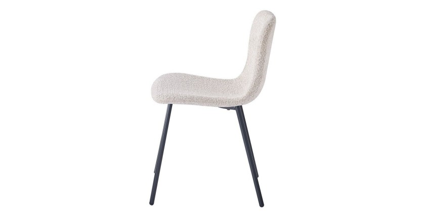 Chaise revêtement bouclé pour salle à manger coloris sable. Collection ALCAN