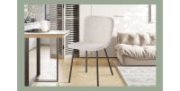 Chaise revêtement bouclé pour salle à manger coloris sable. Collection ALCAN