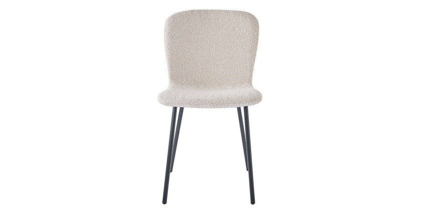 Chaise revêtement bouclé pour salle à manger coloris sable. Collection ALCAN