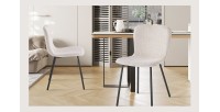 Chaise revêtement bouclé pour salle à manger coloris sable. Collection ALCAN