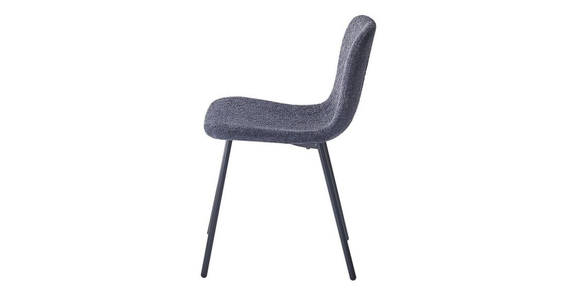 Chaise revêtement bouclé pour salle à manger coloris gris foncé. Collection ALCAN