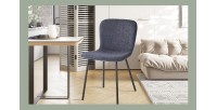 Chaise revêtement bouclé pour salle à manger coloris gris foncé. Collection ALCAN