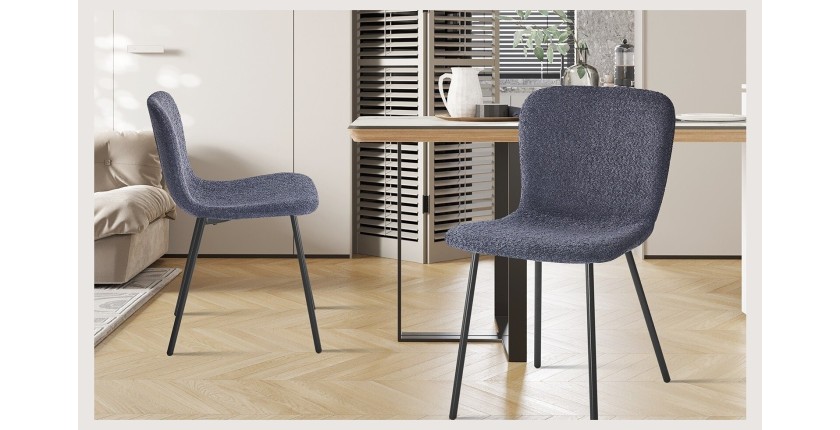 Chaise revêtement bouclé pour salle à manger coloris gris foncé. Collection ALCAN