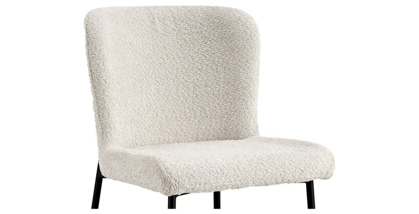 Chaise revêtement Bouclé pour salle à manger coloris Ecru. Collection LISE