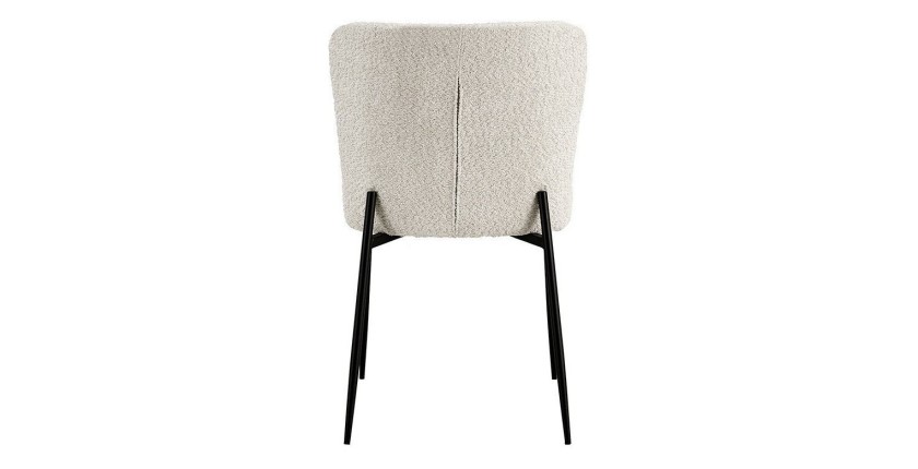 Chaise revêtement Bouclé pour salle à manger coloris Ecru. Collection LISE