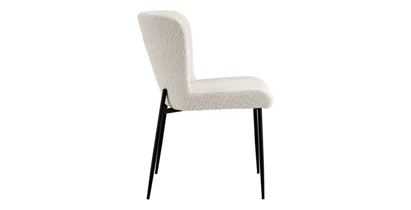 Chaise revêtement Bouclé pour salle à manger coloris Ecru. Collection LISE