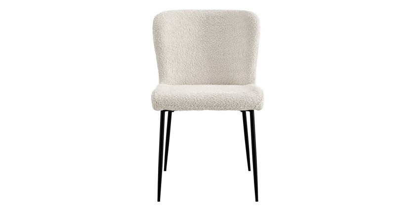 Chaise revêtement Bouclé pour salle à manger coloris Ecru. Collection LISE
