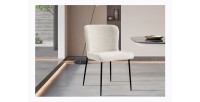Chaise revêtement Bouclé pour salle à manger coloris Ecru. Collection LISE